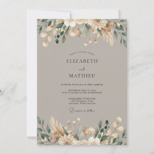 Taupe Earthy Bohemian Wedding Invitation