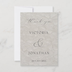 Taupe Elegant Script Photo Wedding Thank You Card