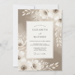 Taupe Ethereal Blossom Wedding Invitation