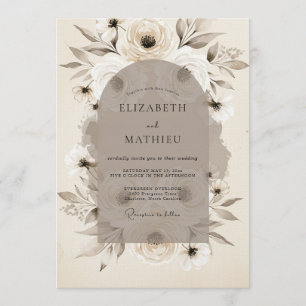 Taupe Ethereal Flora Wedding Invitation