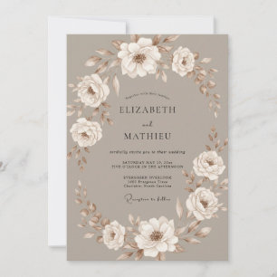 Taupe Ethereal Floral Flourish Wedding Invitation