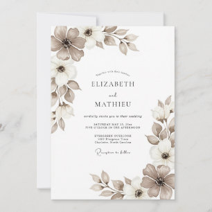 Taupe Ethereal Flourish Wedding Invitation
