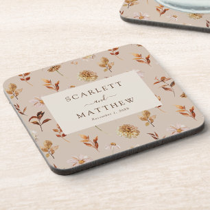 Taupe Fall Leaves Coaster