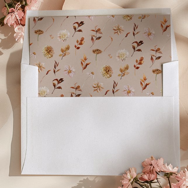 Taupe Fall Leaves Floral Envelope Liner (Taupe Fall Leaves Floral Envelope Liner by Painted Paperie
)