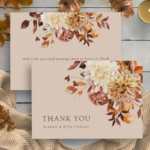 Taupe Fall Leaves Floral Thank You Card
