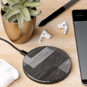 Taupe faux jean patch work wireless charger 