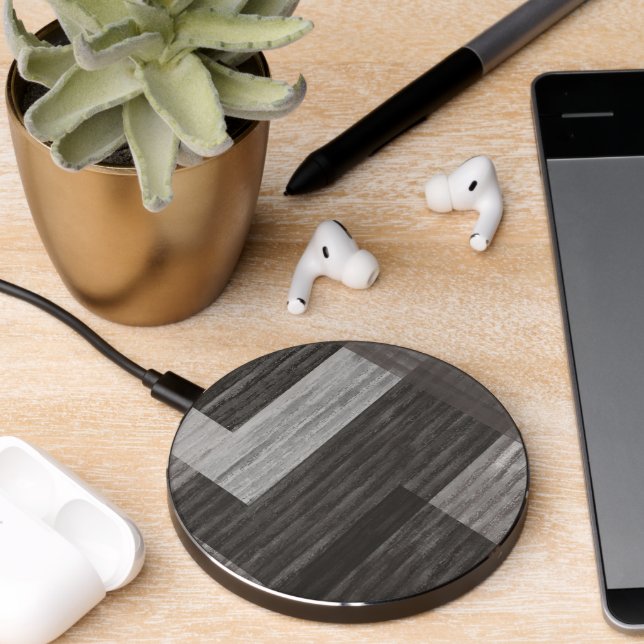 Taupe faux jean patch work wireless charger  (Desk 2)