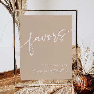 Taupe Favor Sign Modern Minimalist Shower Neutral
