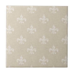 Taupe Fleur de Lis Ceramic Tile