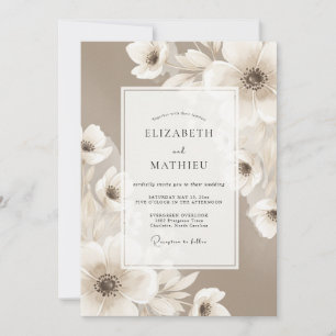 Taupe Floral Ethereal Wedding Invitation
