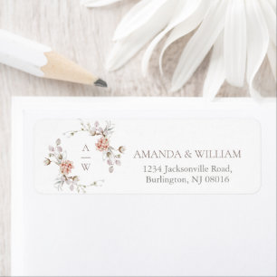 Taupe Floral Monogram Label