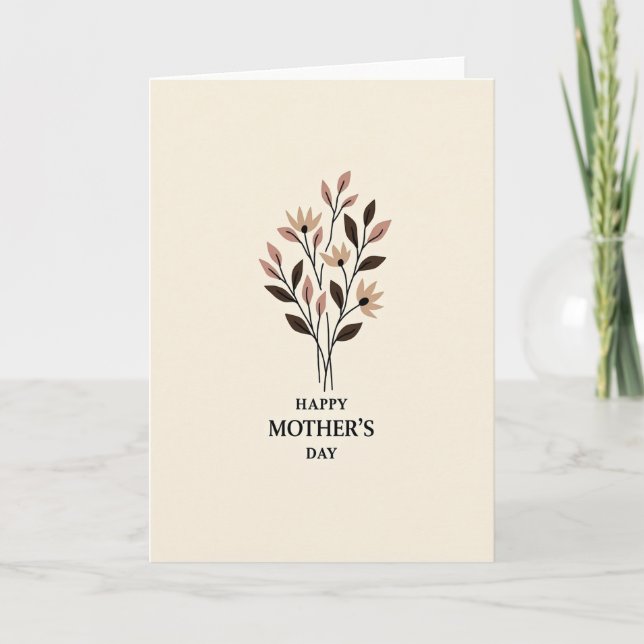 Taupe Floral Mothers Day Card (Front)