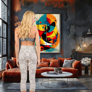 Taupe Floral Tile Elegant Neutral Geometry Capri Leggings