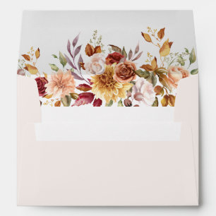 Taupe Floral Wedding Envelope Liner Elegant