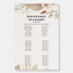 Taupe Floral Wedding Seating Chart Sign