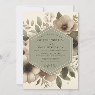 Taupe Floral Woodland Romance Wedding Invitation