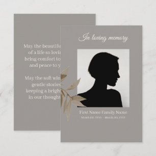 Taupe funeral prayer card