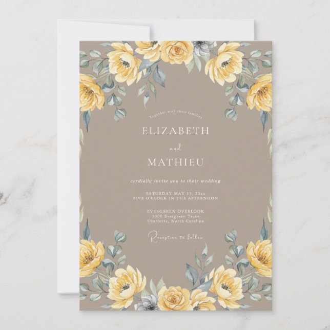 Taupe Gentle Autumnal Wedding Invitation (Front)
