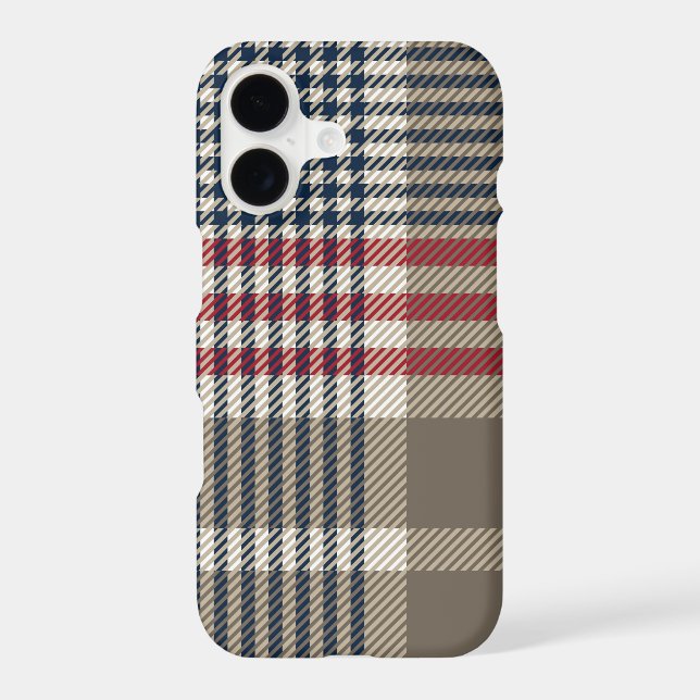 Taupe Glen Check Plaid Pattern Iphone Case (Back)