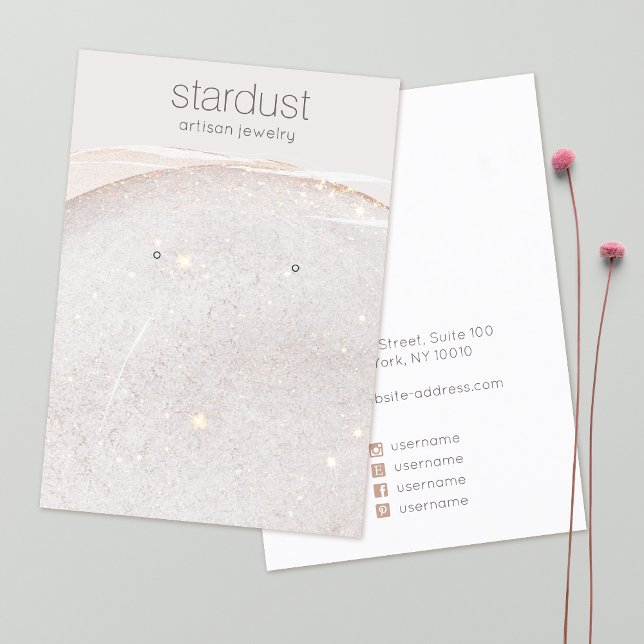 Taupe Gold Glitter  Earring Display Holder Business Card (Creator Uploaded)