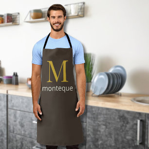 Taupe Gold Monogram Personalized Name Luxury Gift Apron