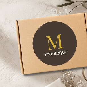 Taupe Gold Monogram Personalized Name Luxury Gift Classic Round Sticker