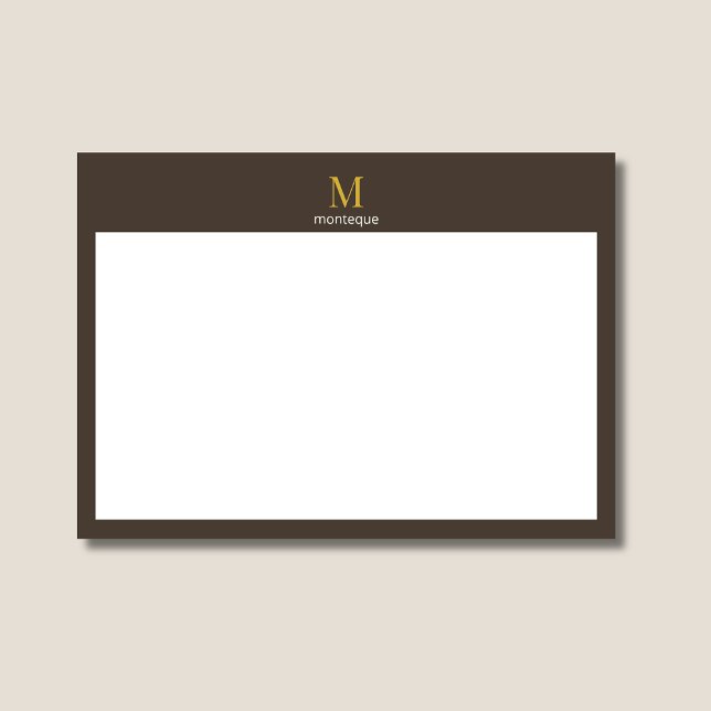 Taupe Gold Monogram Personalized Name Luxury Gift  Note Card (Creator Uploaded)