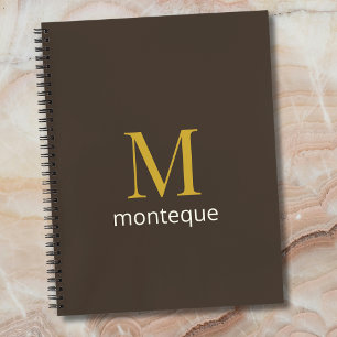 Taupe Gold Monogram Personalized Name Luxury Gift Notebook
