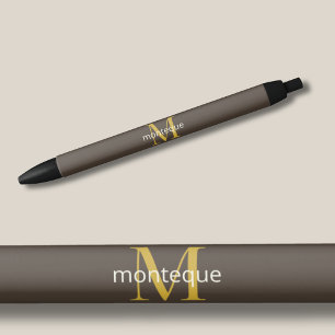 Taupe Gold Monogram Personalized Name Luxury Gift Pen