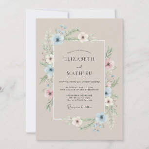 Taupe Graceful Spring Wedding Invitation