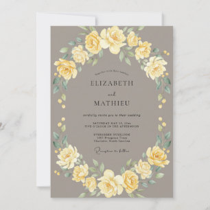 Taupe Graceful Vintage Wedding Invitation