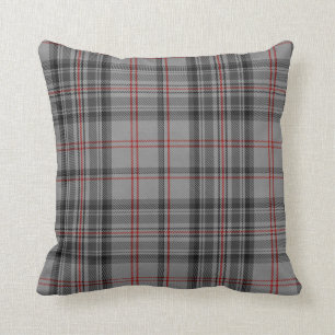 Taupe Gray Black Red Different Sides Tartan Plaid Throw Pillow