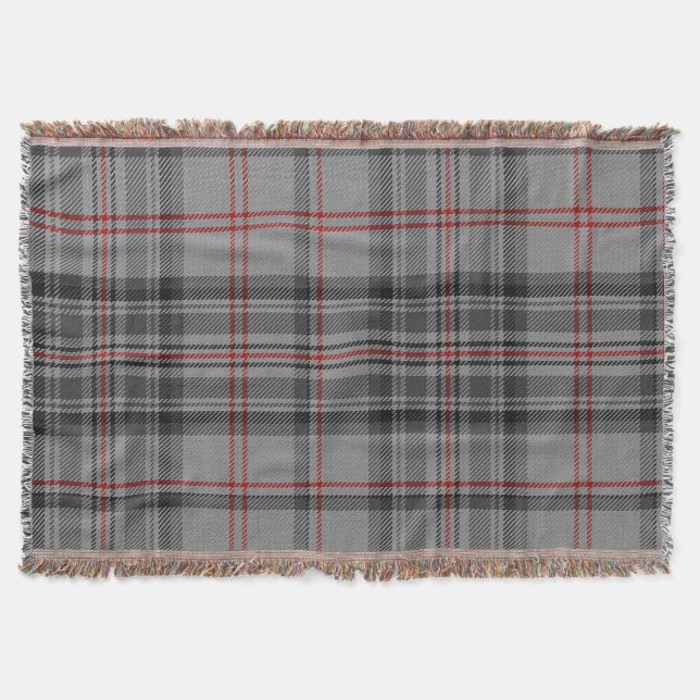Taupe Gray Black Red Giant Tartan Plaid Throw Blanket (Front)