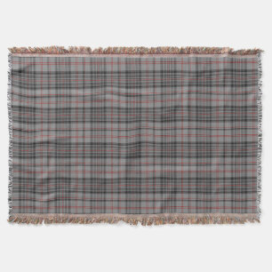 Taupe Gray Black Red Tartan Plaid Throw Blanket