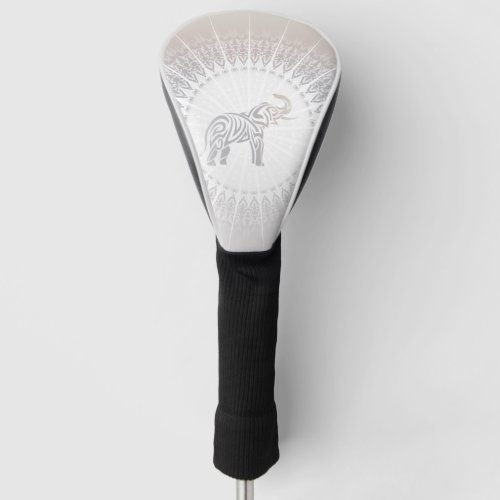 Taupe Gray Elephant Mandala Golf Head Cover