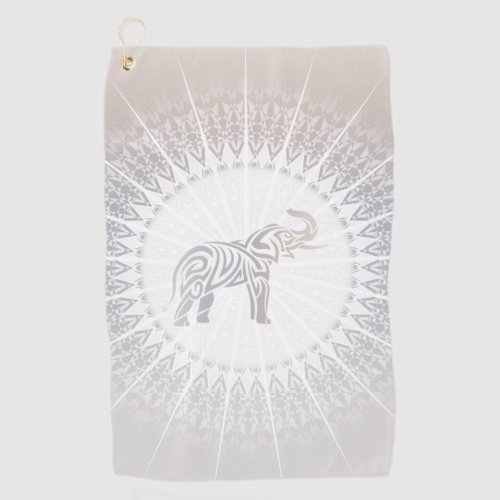 Taupe Gray Elephant Mandala Golf Towel