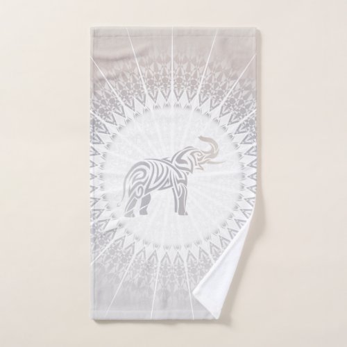 Taupe Gray Elephant Mandala Hand Towel