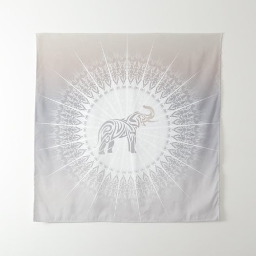 Taupe Gray Elephant Modern Mandala Tapestry