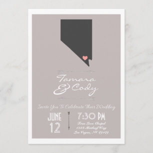 Taupe Gray Las Vegas, Nevada Wedding Invitation