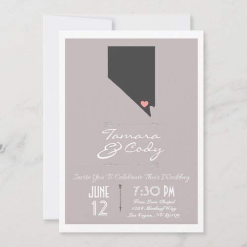 Taupe Gray Las Vegas Nevada Wedding Invitation