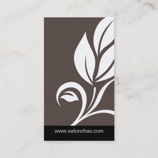 Customizable Taupe Gray Leaf Salon Spa Business Card