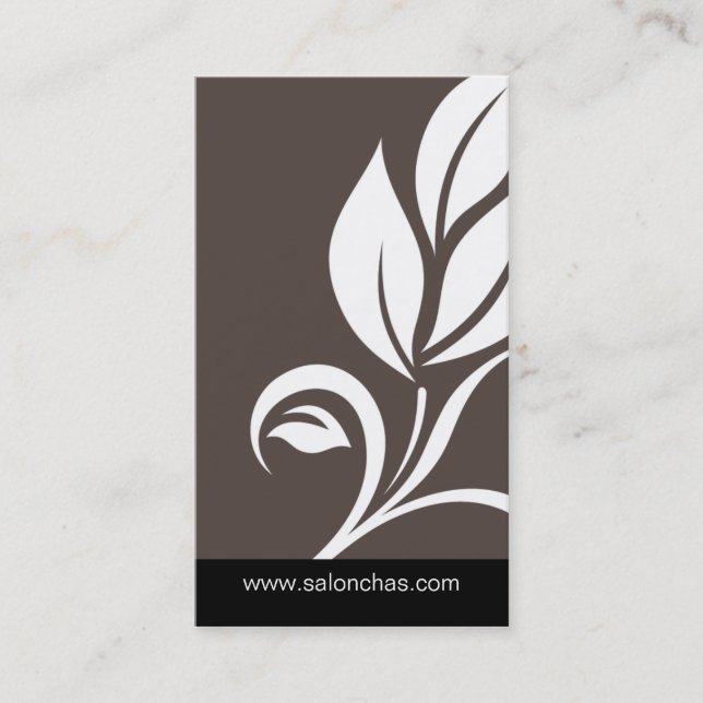 Taupe Gray Leaf Salon Spa Business Card (Front)