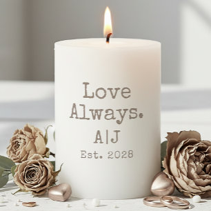 Taupe Gray Love Always Year Established Candle