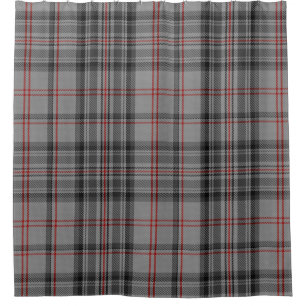 Taupe Gray Red Black Large Tartan Plaid Check Shower Curtain