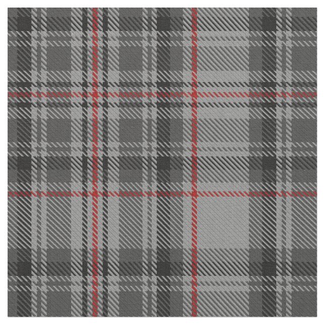 Taupe Gray Red Black Tartan Plaid Fabric (Close Up)