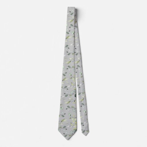 Taupe Gray Sage Green Eucalyptus Elegant Wedding Neck Tie | Zazzle