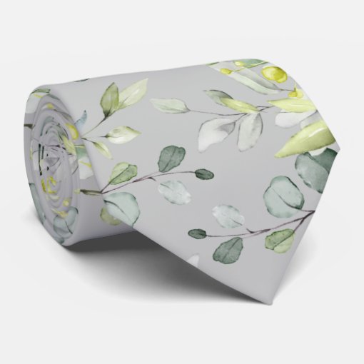 Taupe Gray Sage Green Eucalyptus Elegant Wedding Neck Tie | Zazzle