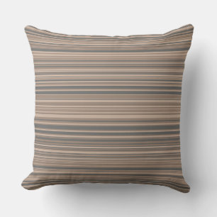 Taupe & Gray Simple Modern Striped Pattern Throw Pillow