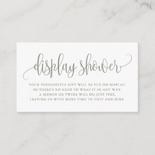 Taupe Green Pretty Script Display Shower Enclosure Card
