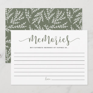 Taupe Green Script Favorite Memory of the Bride Advice Card